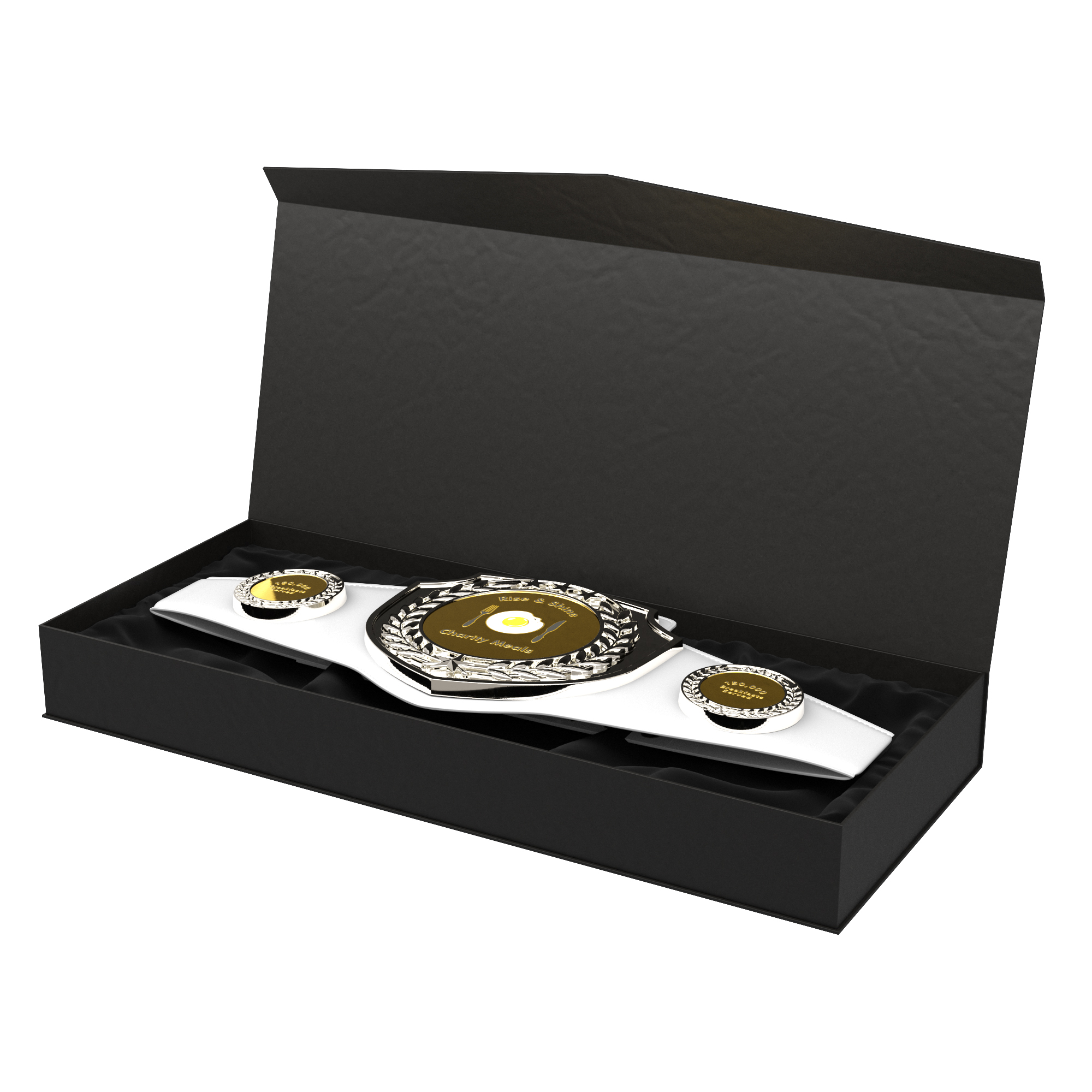 Express Vibraprint® Bright Silver Champion Award Shield Belt 23