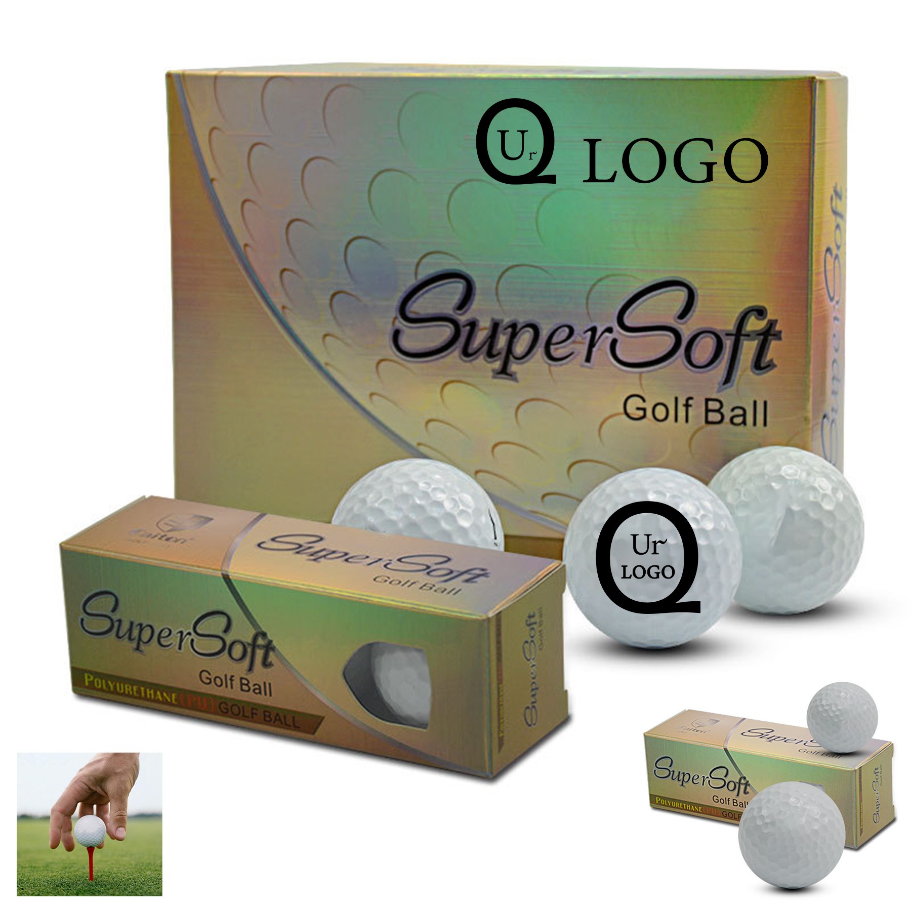 Exquisite Golden Packaged Golf Balls Diameter 1.69 In