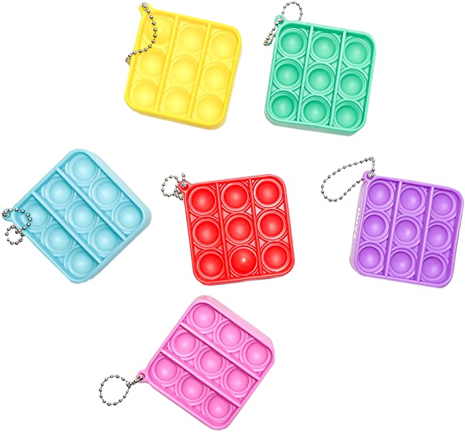 Mini Square Shape Pure Color Push Pop/Key Chain 6