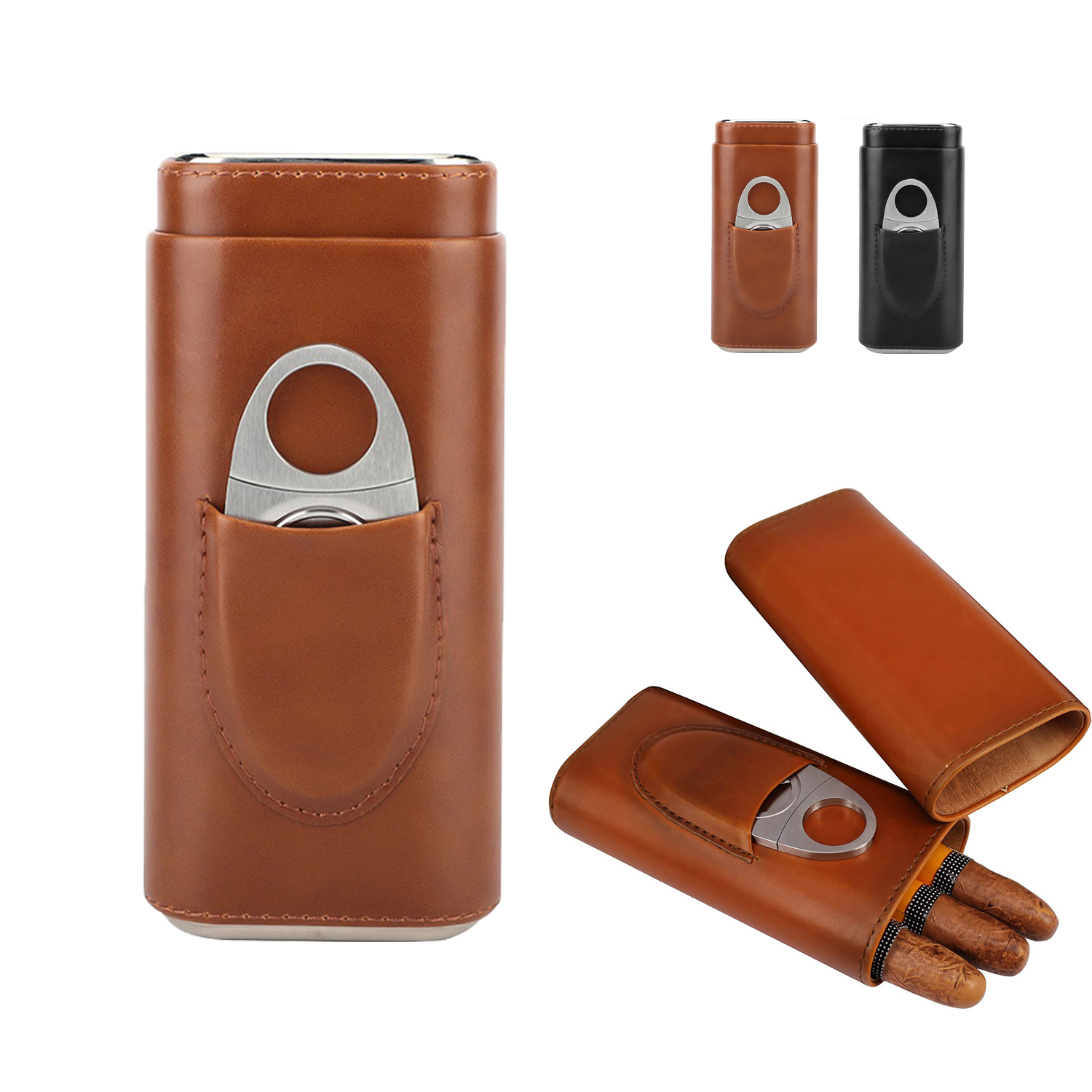 Leatherette Cigar Case With Cutter 3