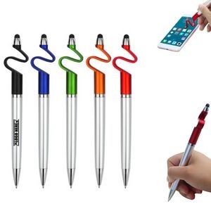 Silver Barrel Stylus Pen With Phone Stand And Ballpoint Functionality 2