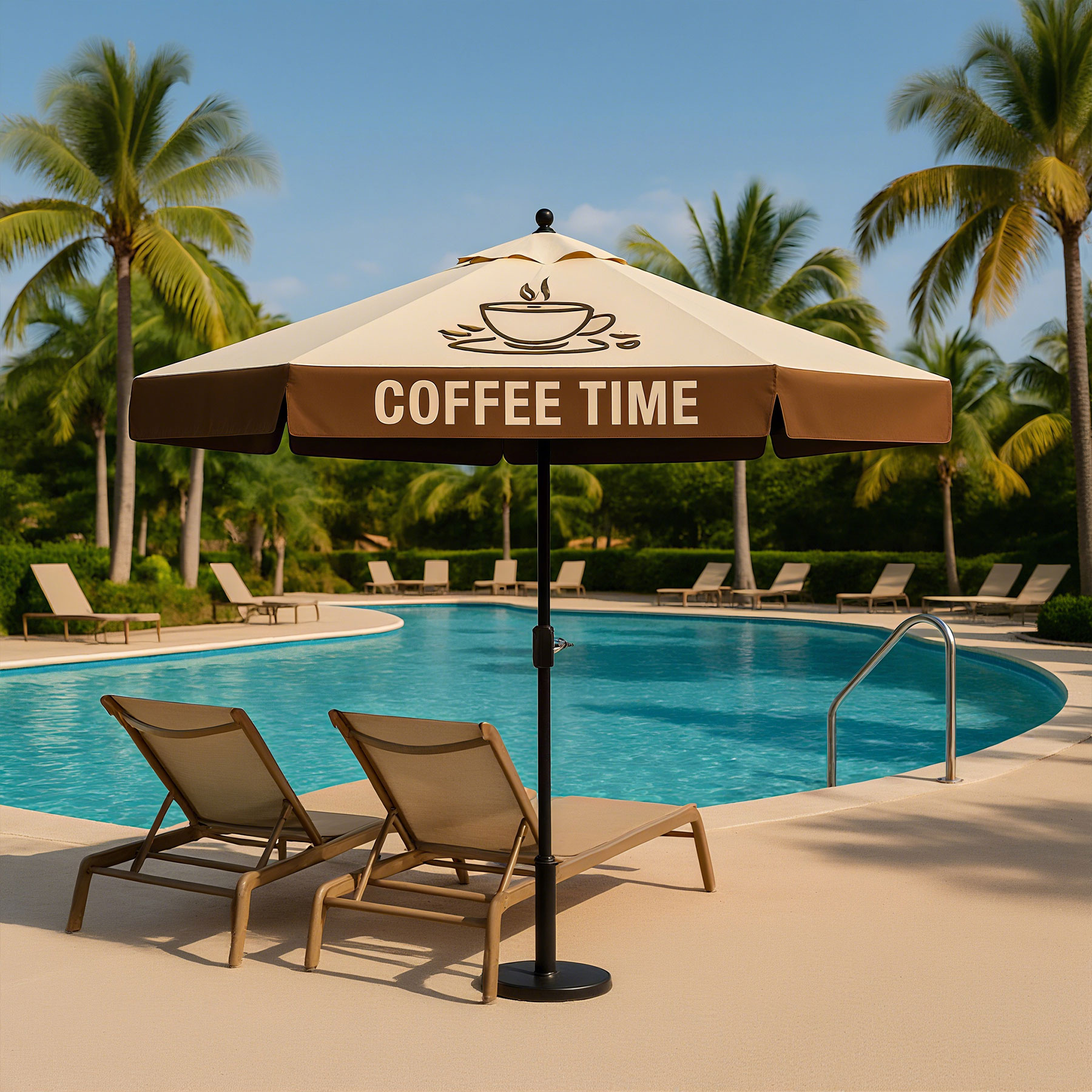 7.5' Black Aluminum Commerical Market Umbrella w/ Crank & Auto-Tilt ( Dye Sublimation ) 5