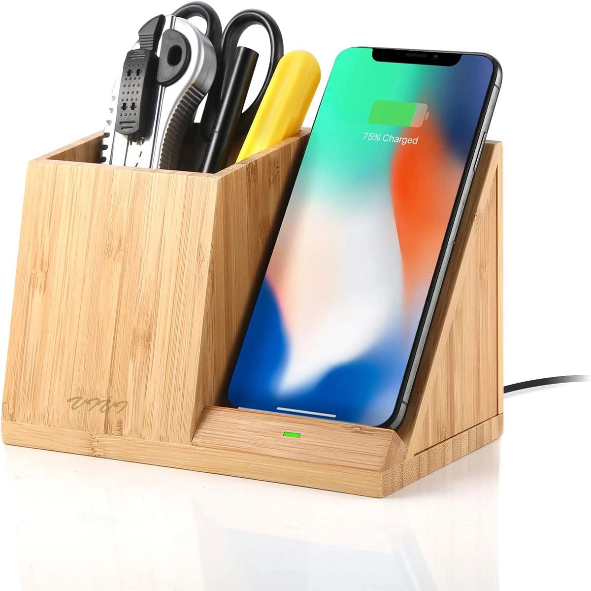 Bamboo Wireless Charger With Organizer 3