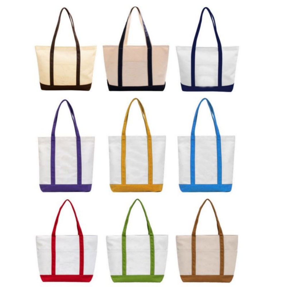 Thank You Gifts Large Color Block Canvas Tote Bag, custom tote bag with logo imprint 3