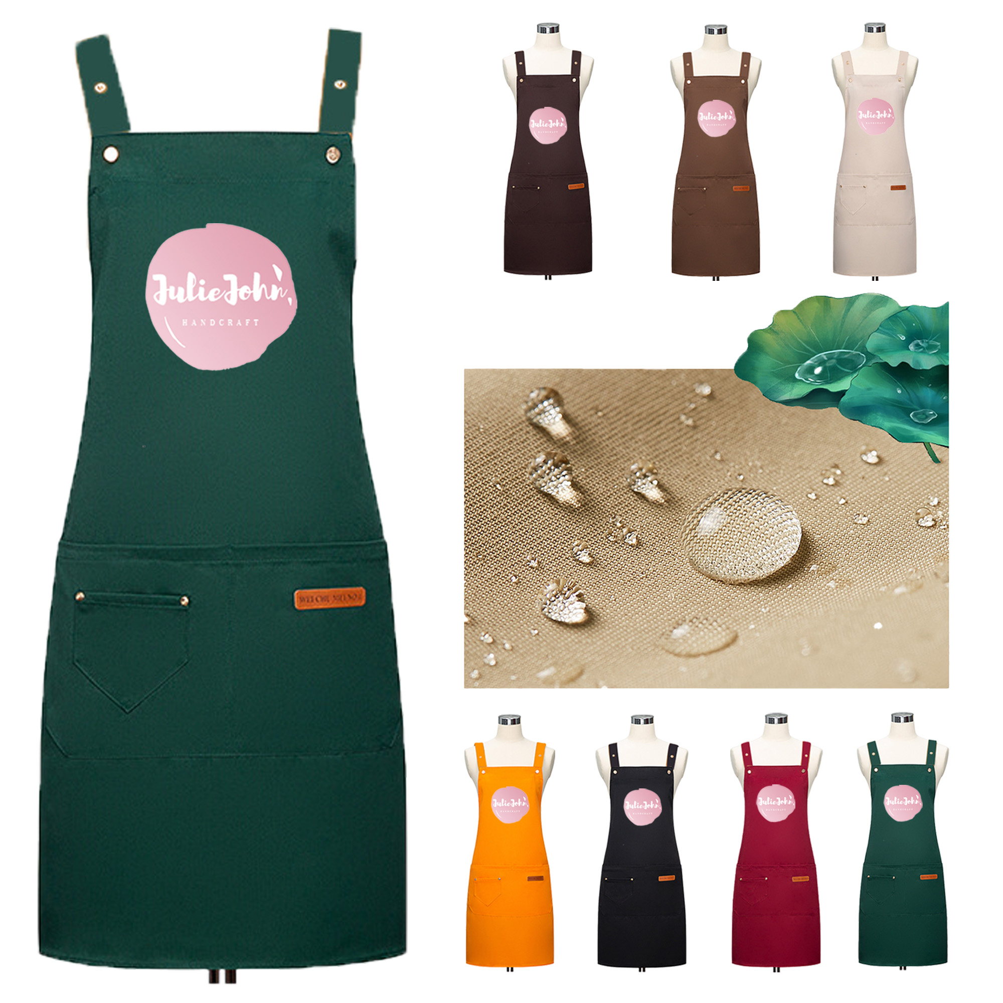 Baking Apron with Pockets Kitchen Waterproof Chef Bib 1