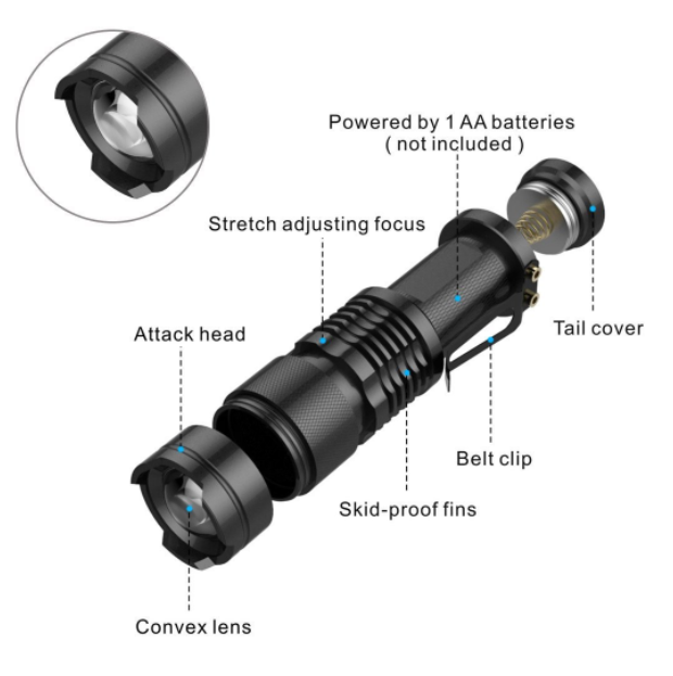LED Torch Adjustable Flashlight 3