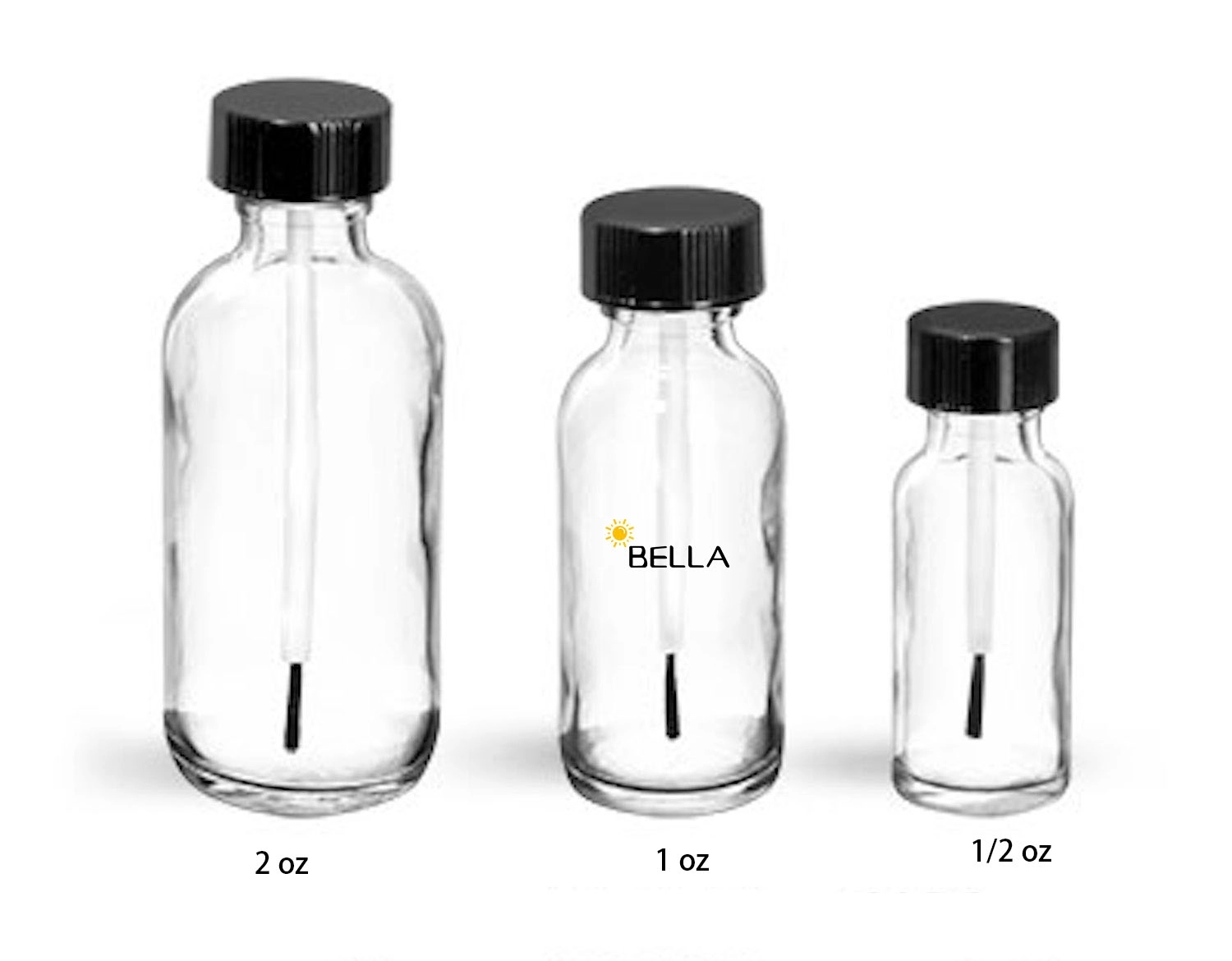Clear Glass Boston Round Bottles, custom kitchen gadget with logo imprint 4