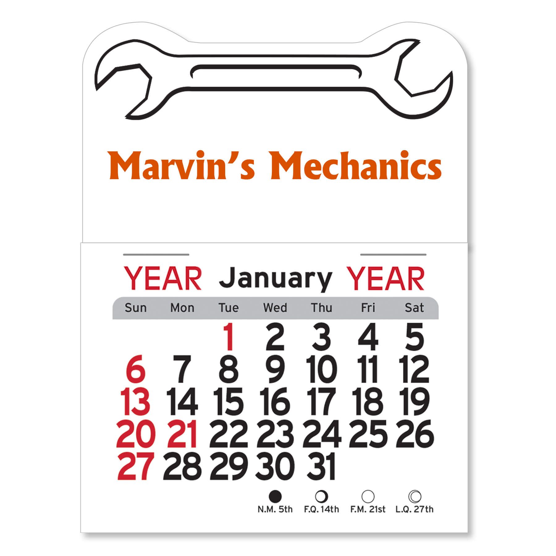 Adhesive Peel-N-Stick® Calendar - Wrench 5