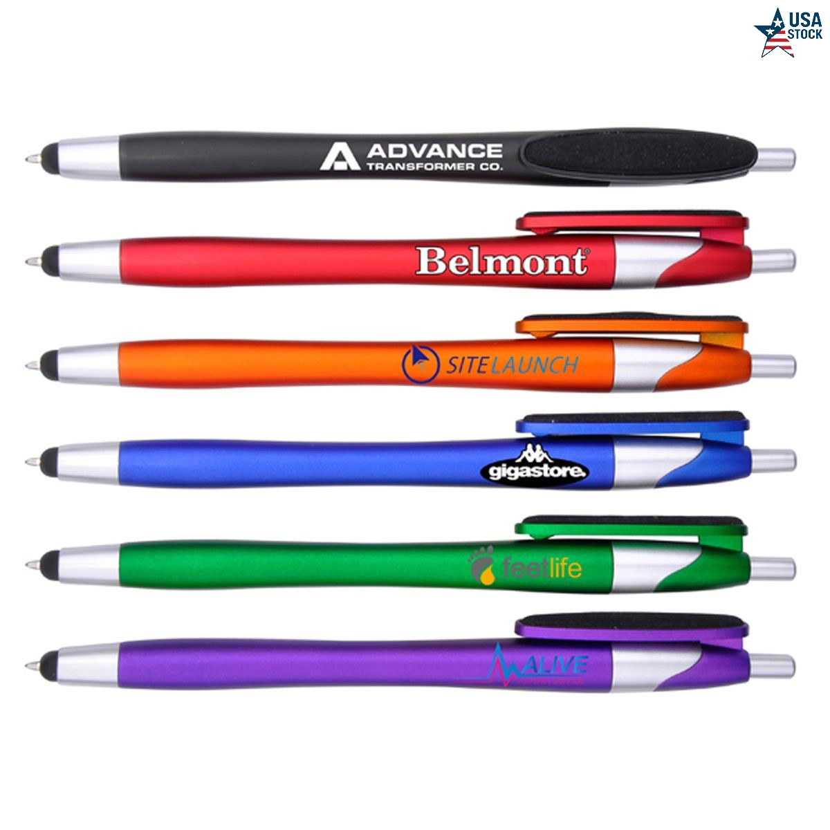 Ballpoint Pen & Stylus with Fiber Cloth Clip Cleaner – Colorful Barrel & Chrome Accents 4