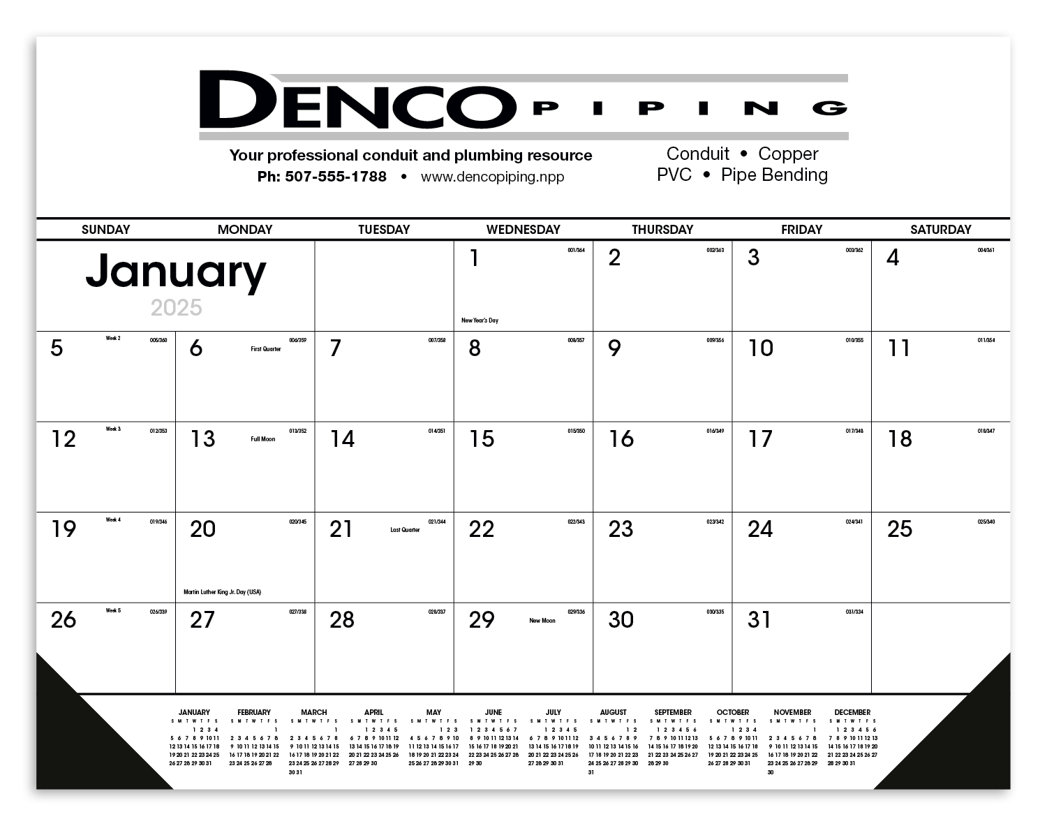 Triumph® Calendars Black & White Desk Pad with Vinyl Corners 2