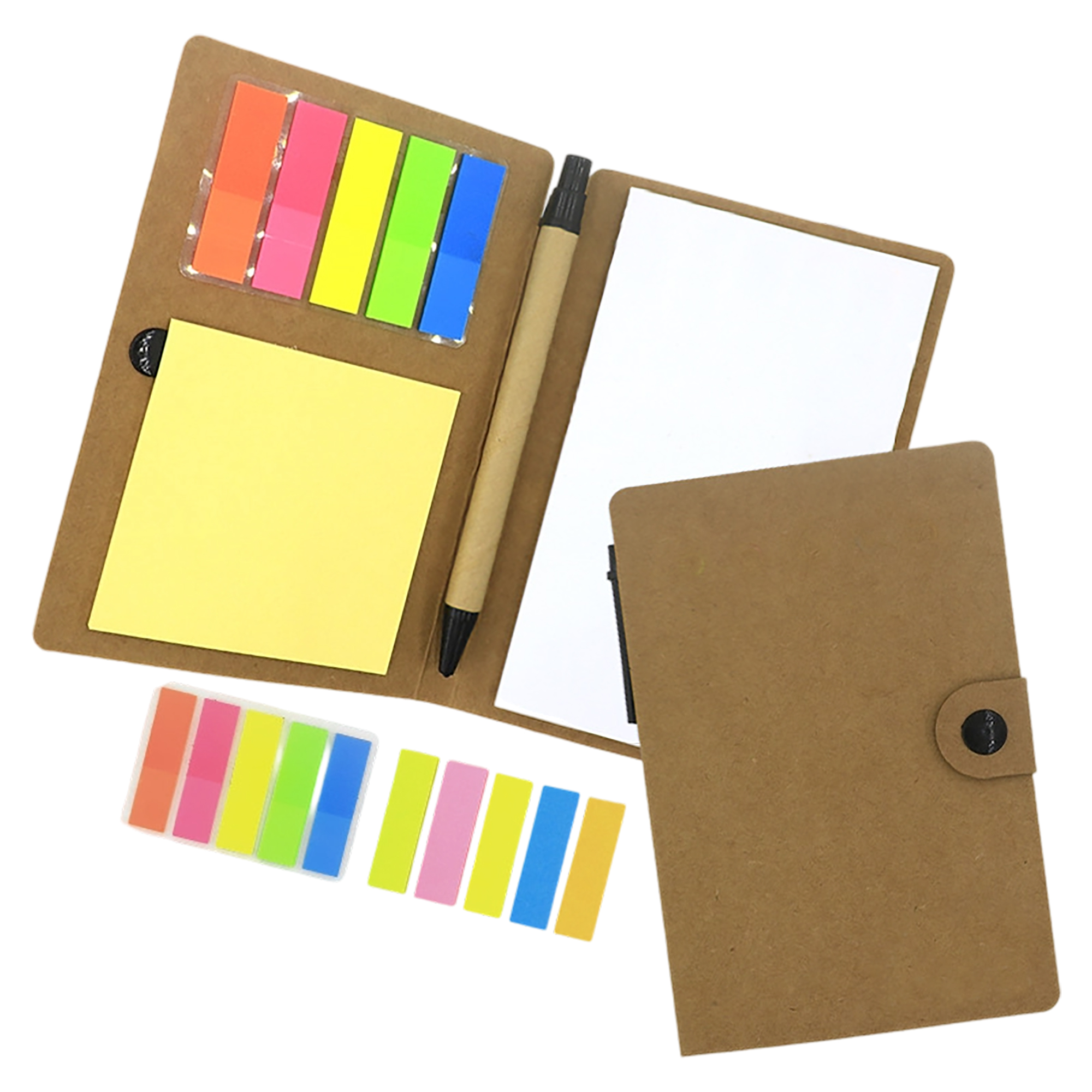 Kraft Paper Sticky Note Set With Ballpoint Pen 8