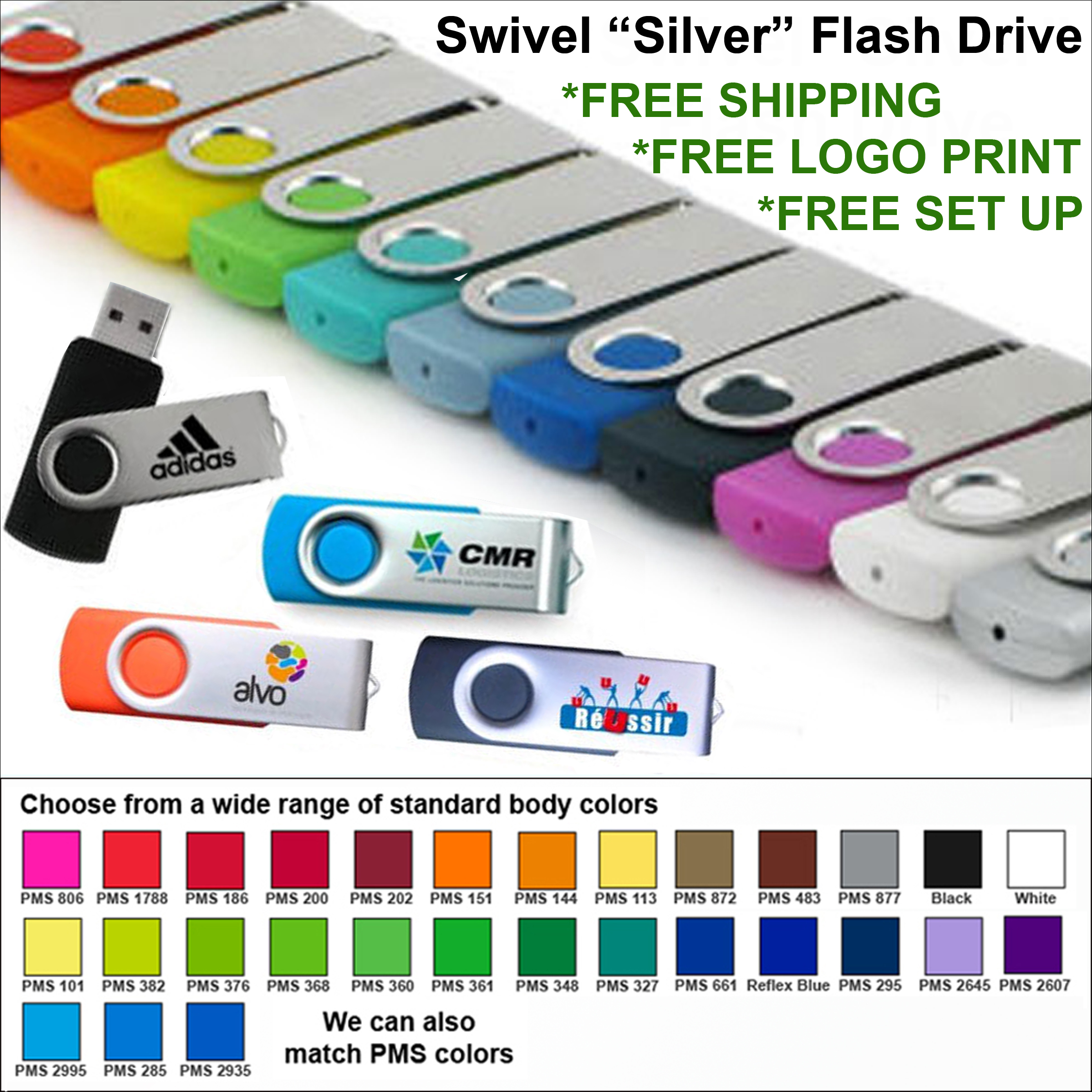 Swivel Silver Flash Drive / USB - 128 MB Memory 1