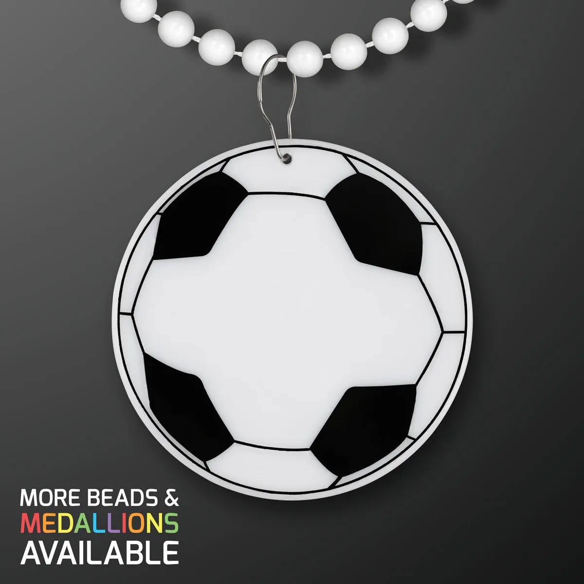 Soccer Ball Medallion with Beaded Necklace (Non Light Up) 10