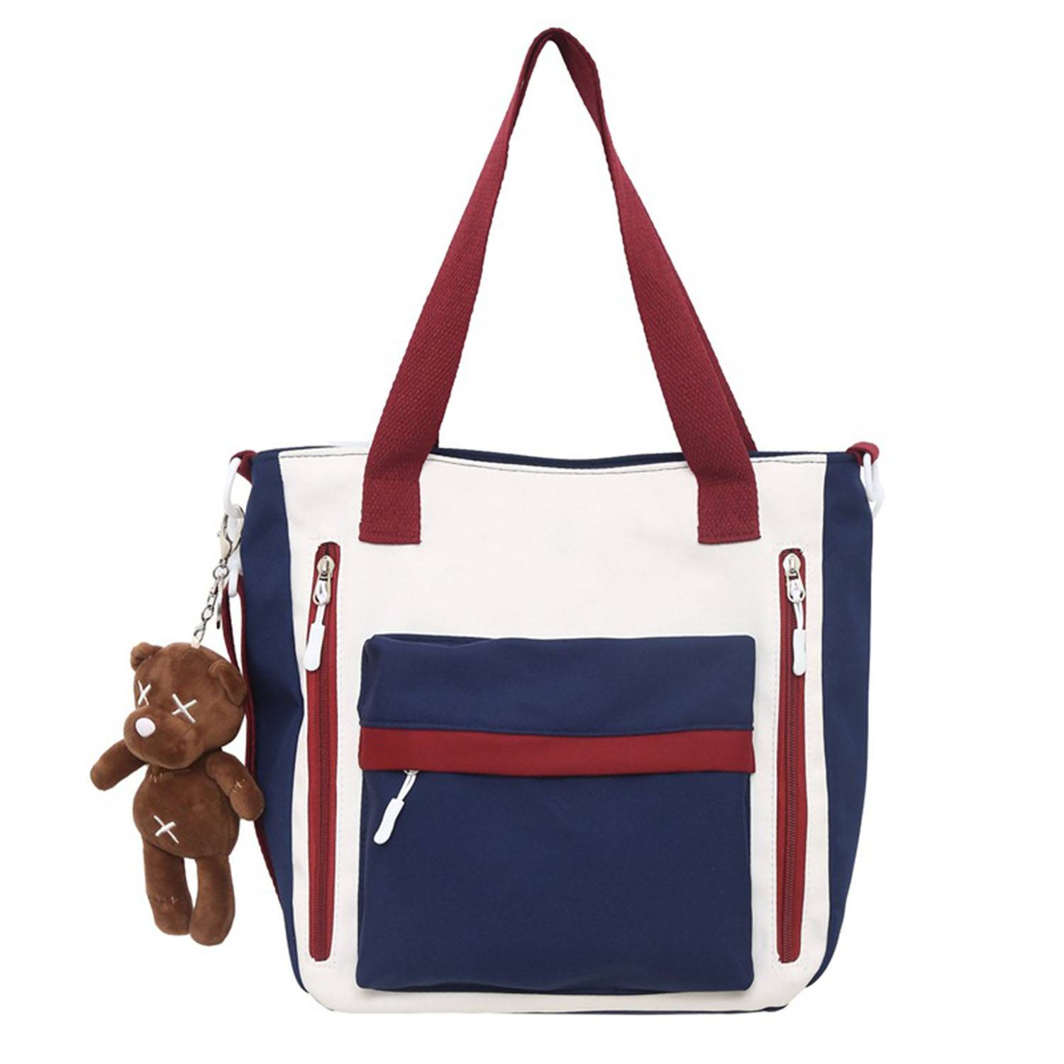 Large Capacity Canvas Contrasting Colors Tote Bag, custom tote bag with logo imprint 8