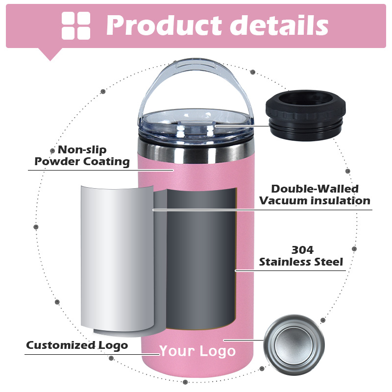 16oz Can Cooler Straight Tumbler With Bottle Opener, custom koozie with logo imprint 5