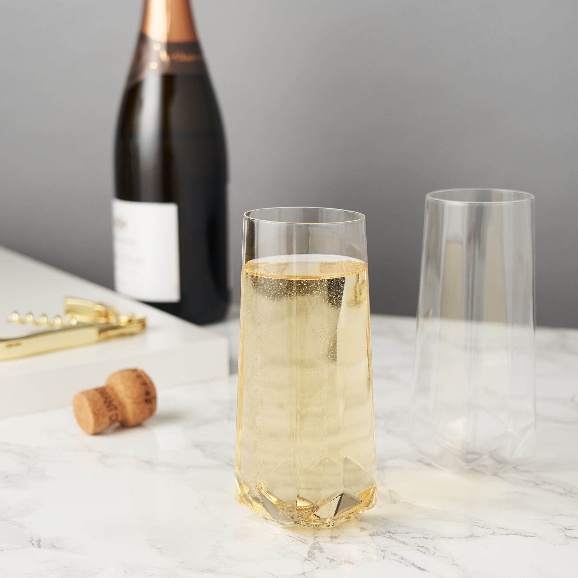 Viski® Faceted Crystal Stemless Champagne Flute, set of 2 2