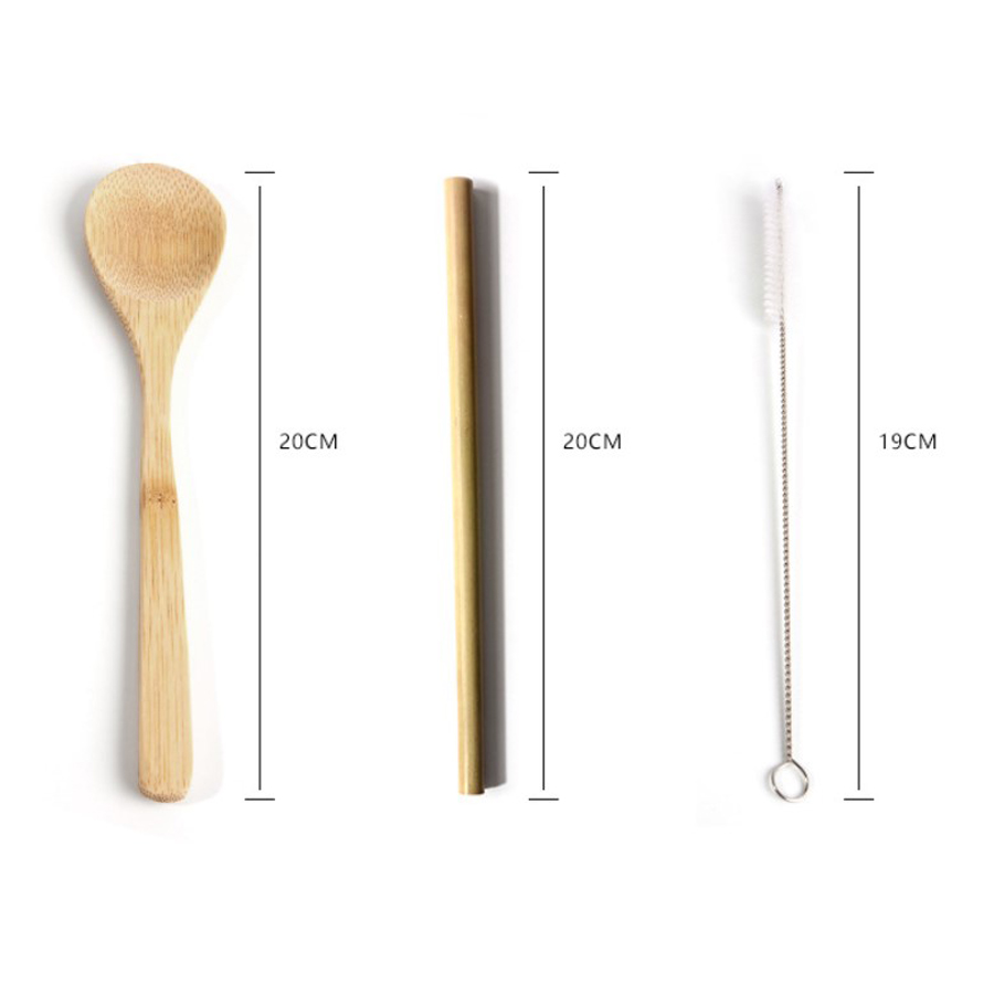 6pcs Eco-Friendly Bamboo Cutlery Set with Pouch 3