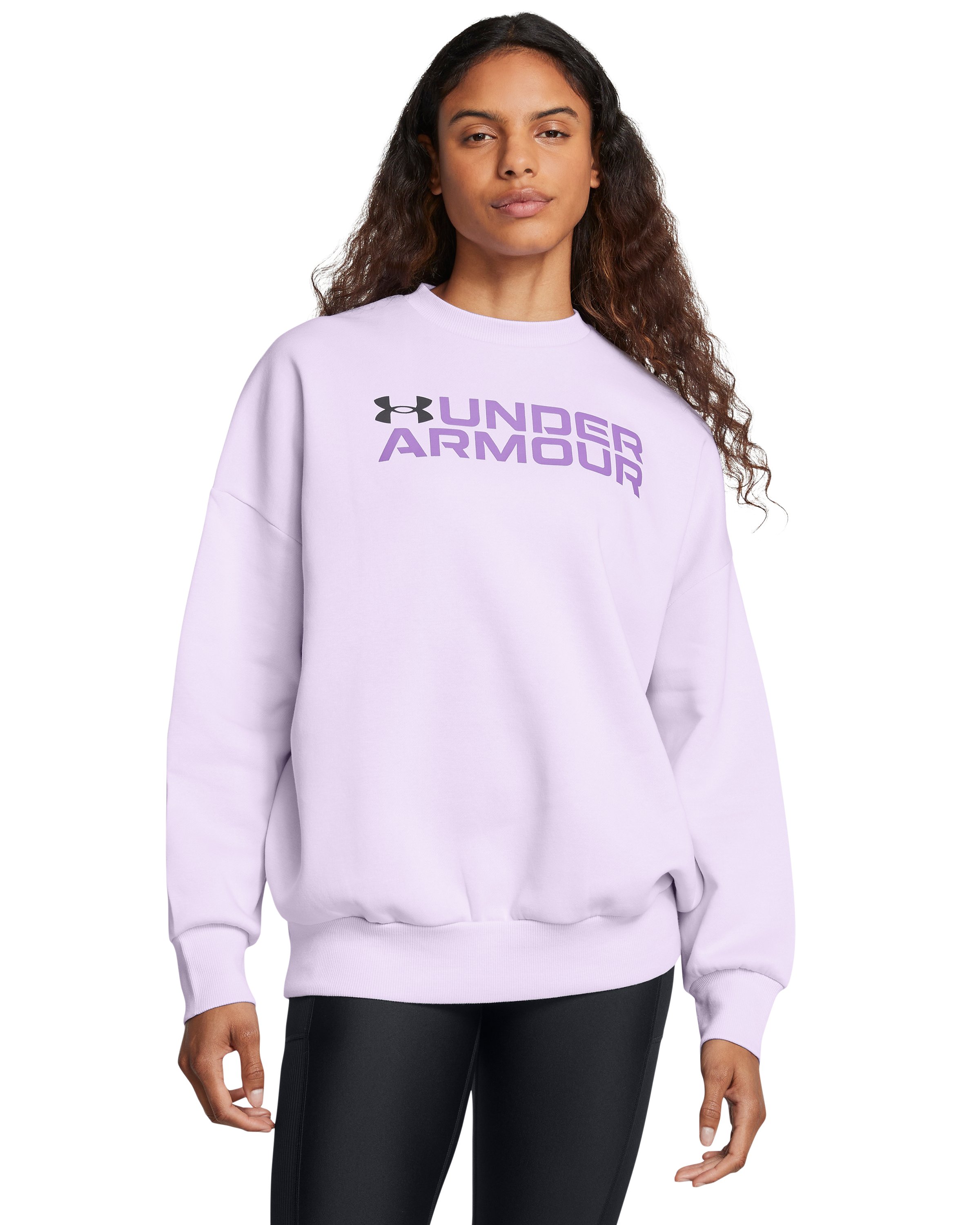 UA Rival Fleece Wordmark Women's Oversized Crew, custom hoodie or sweatshirt with logo imprint 2