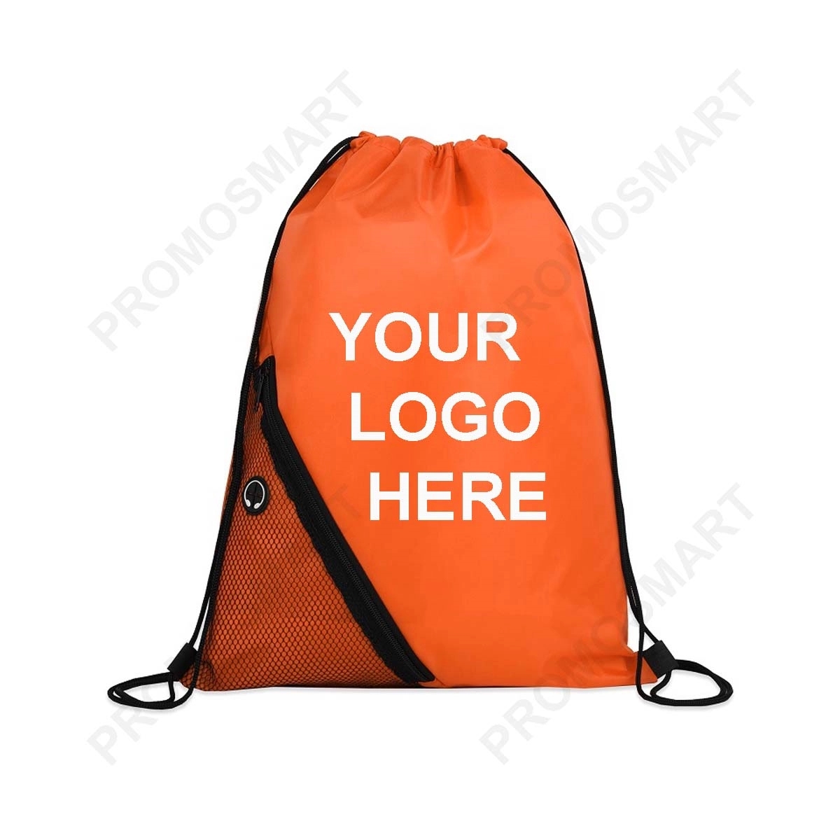 Earphone Hole Mesh Drawstring Backpack 3