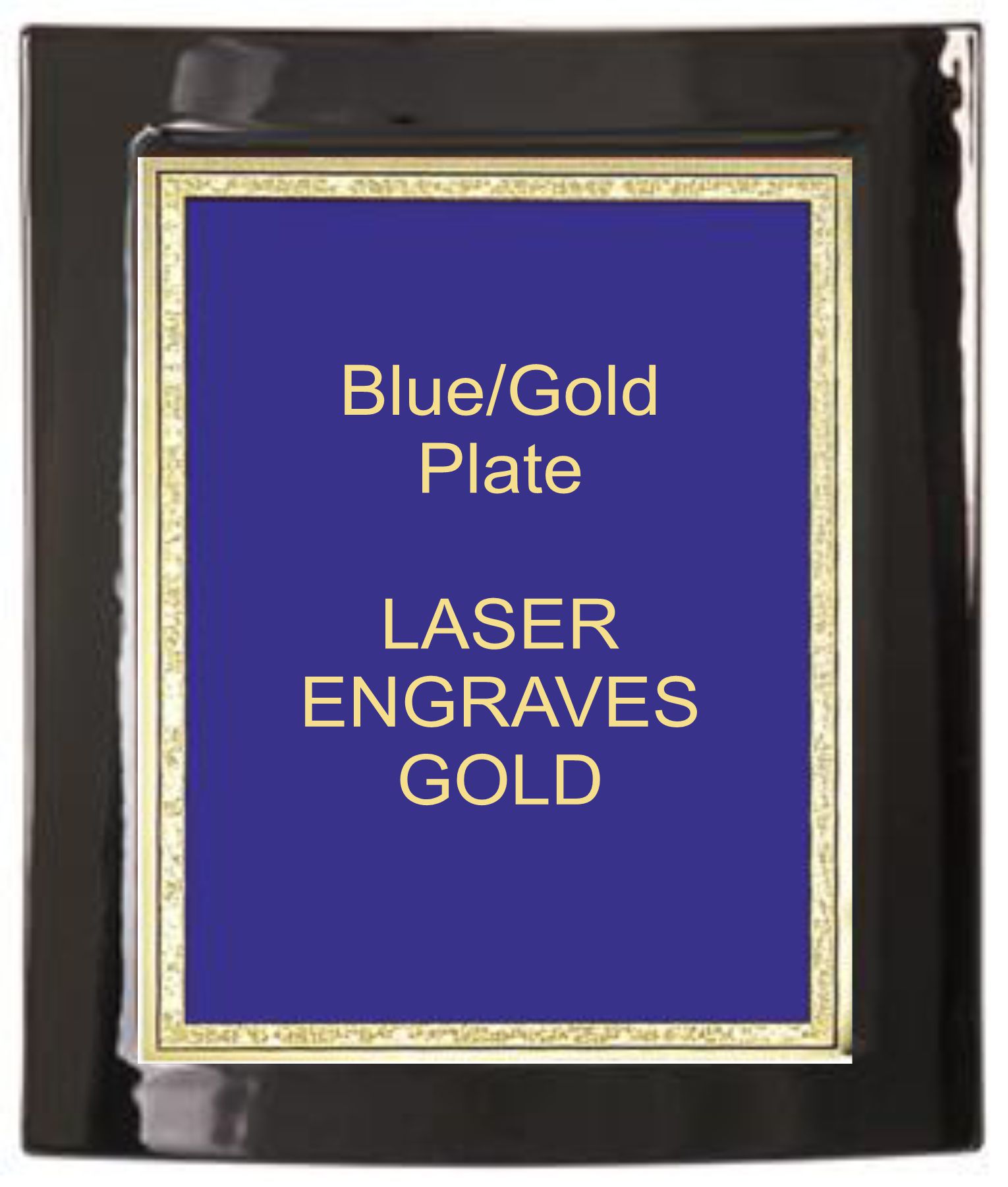 7-1/2" x 9" Black Piano Finish Eclipse Plaque with a Blue Florentine Plate 2