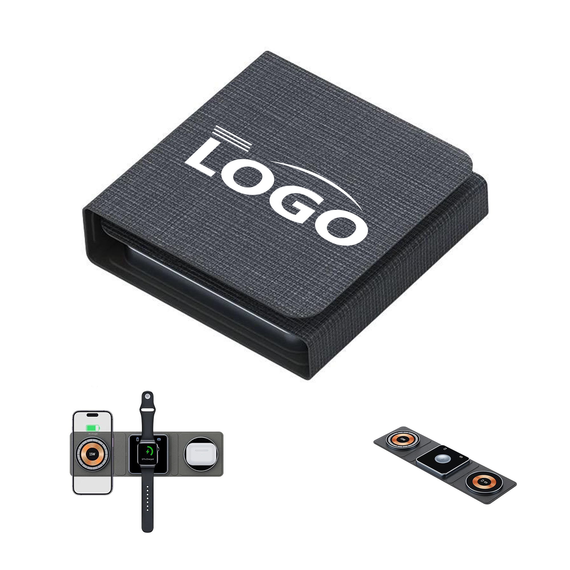 Foldable Magnetic 3-in-1 Wireless Charger, 15W Fast Charging 3