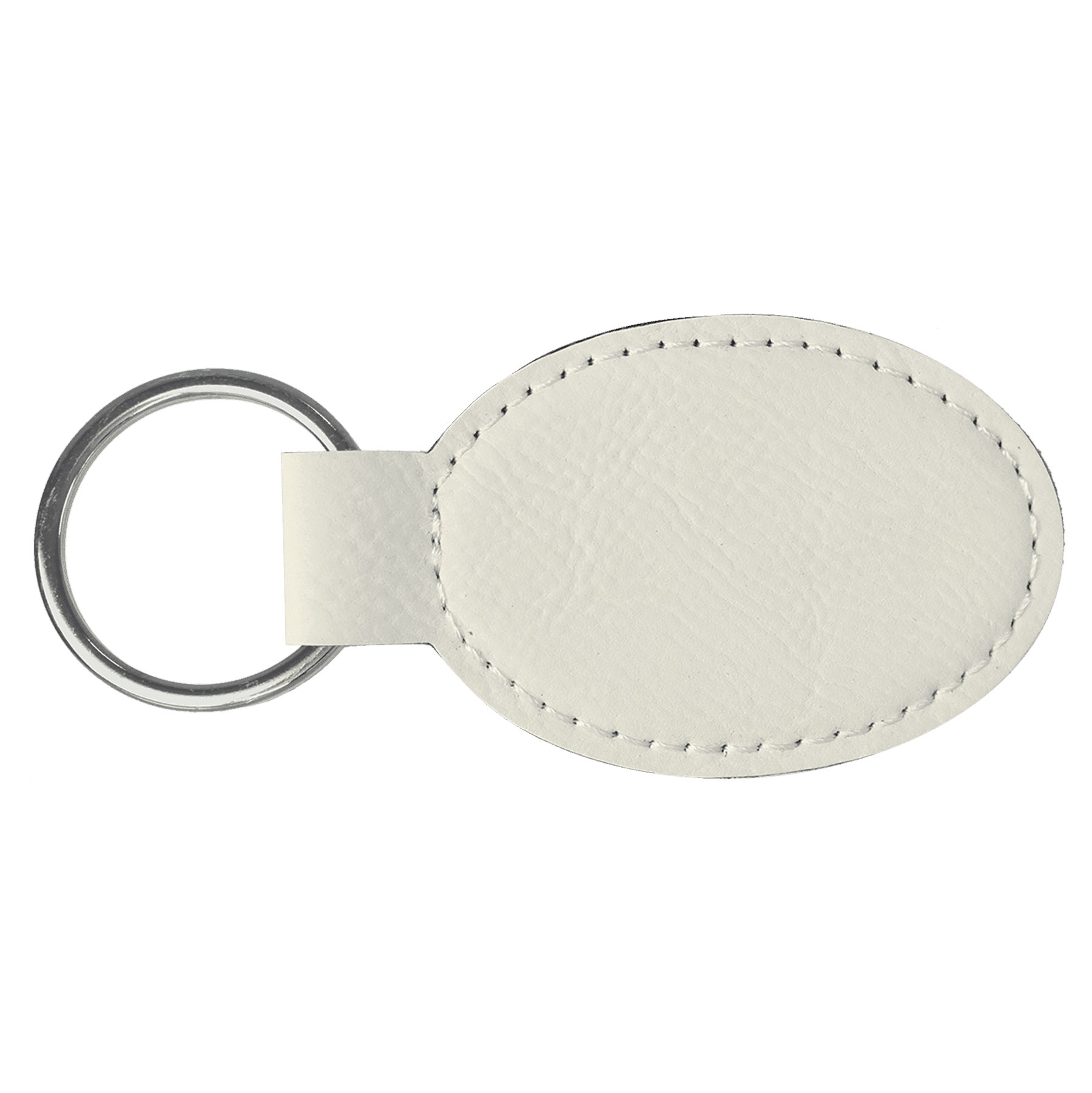 White Leatherette Oval Keychain 4