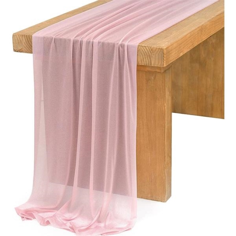 Dusty Rose Sheer Table Runner for Rustic Boho Wedding 3