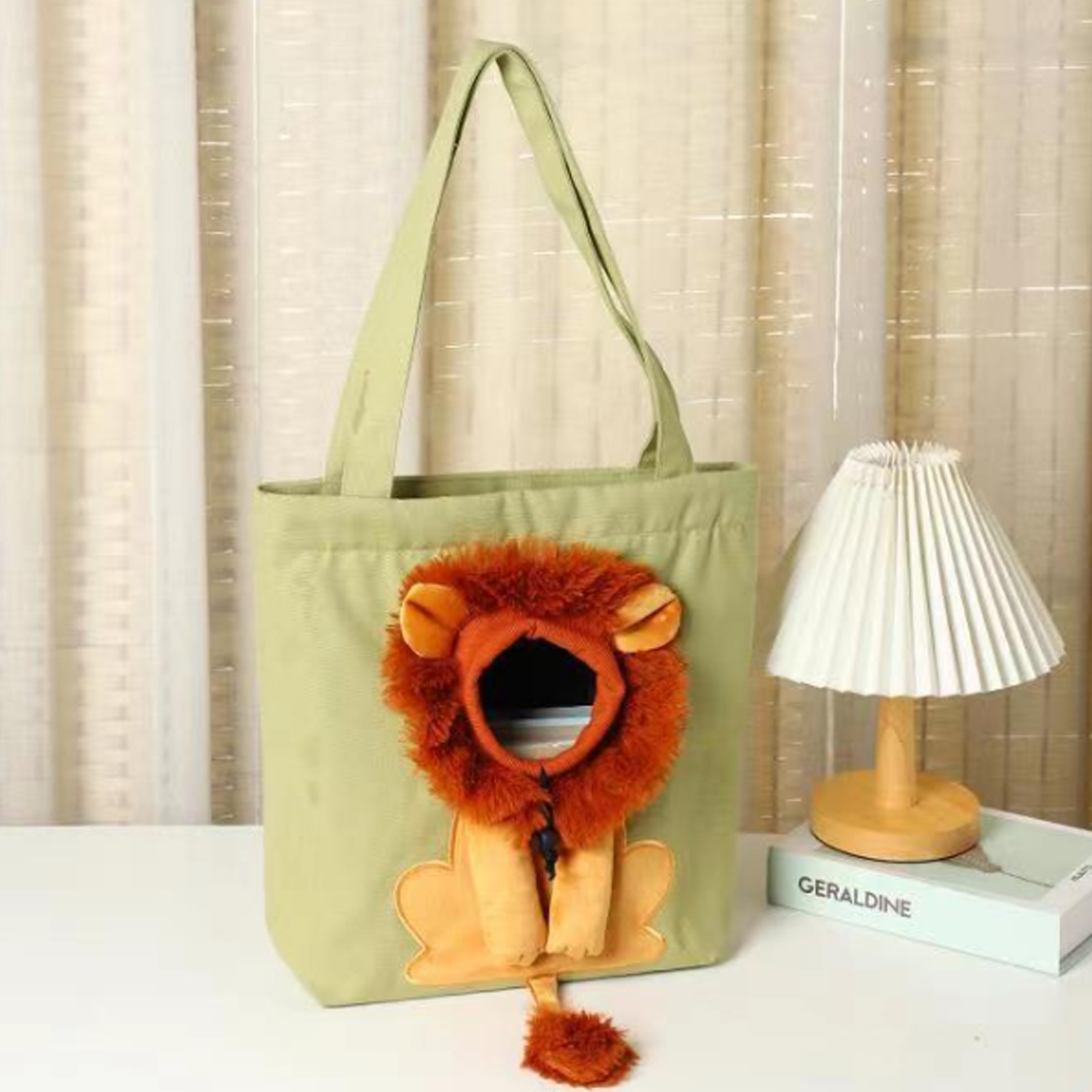 Adjustable Lion Design Canvas Pet Cat Carrier Bag 7