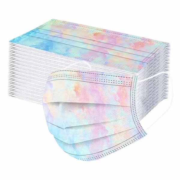 50 Pack Tie Dye Disposable Face Mask 1