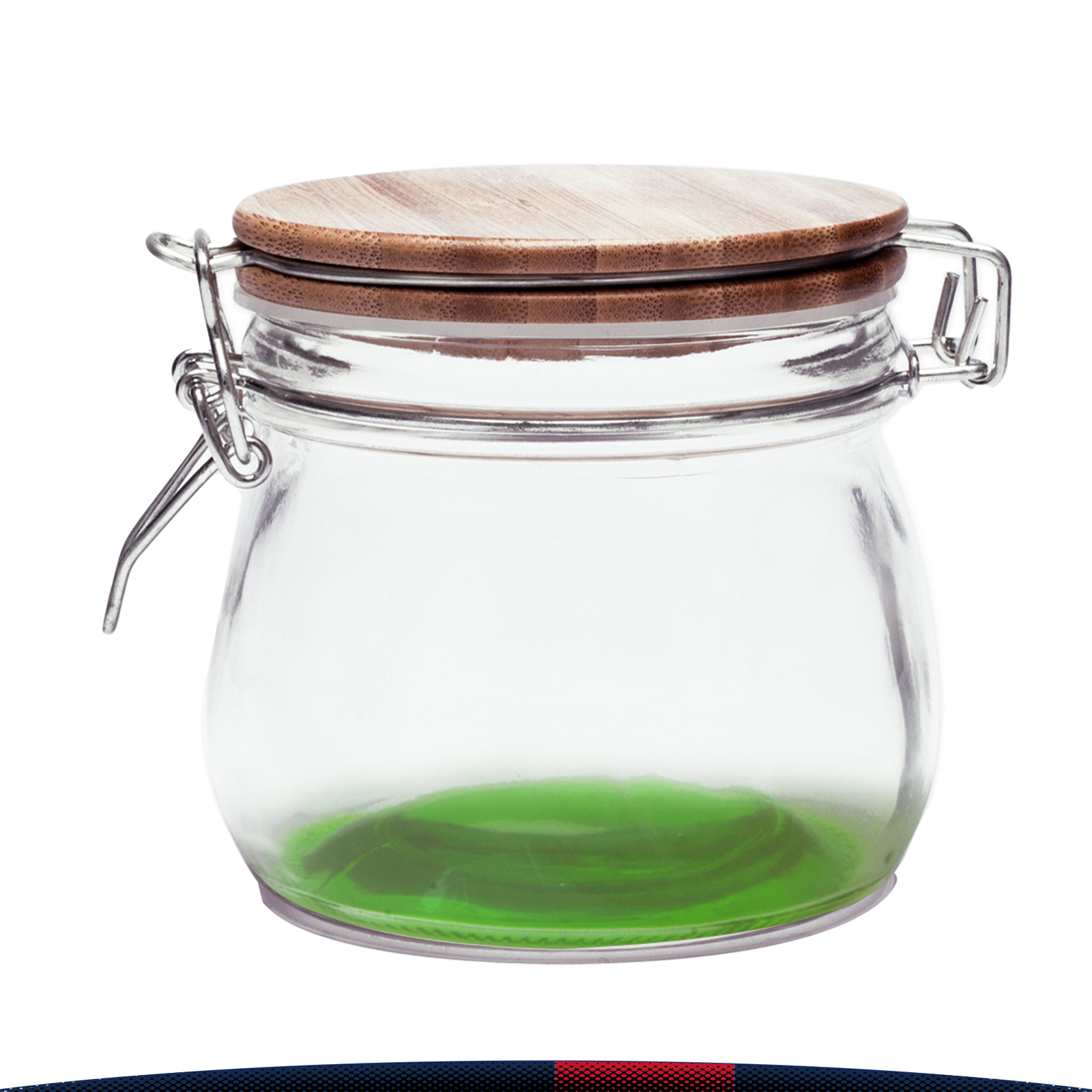 16 oz Glass Candy Jars with Wire Wooden Lids 9