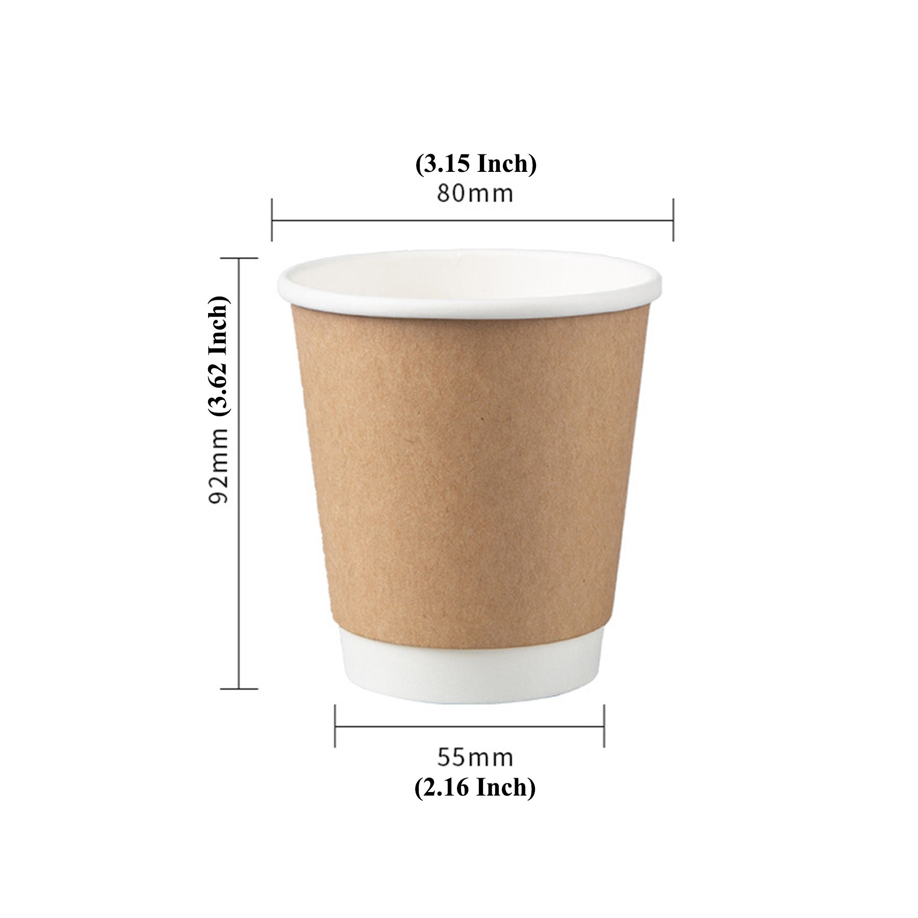 8oz Disposable Double Layer Kraft Paper Coffee Cup 2