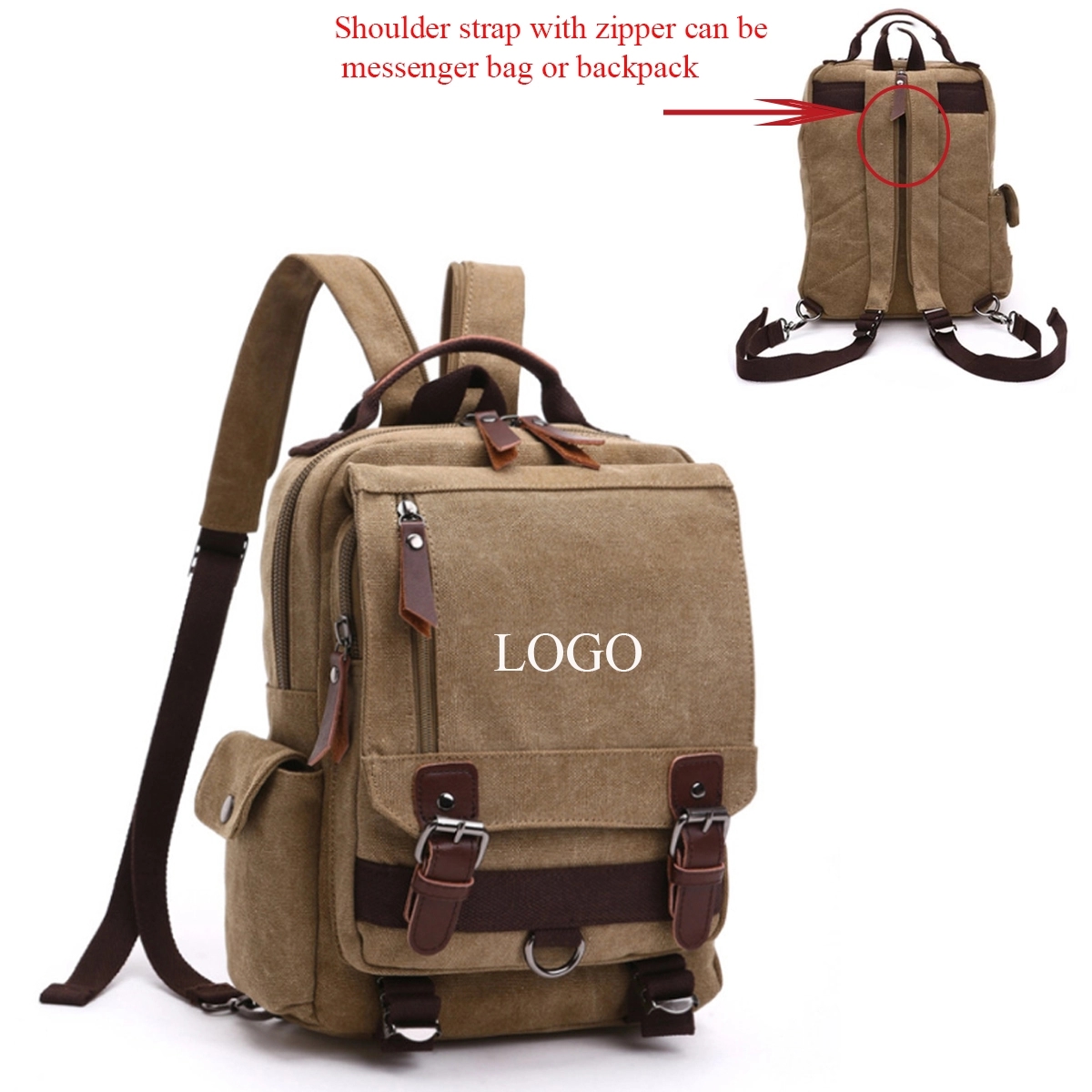 2 In 1 Canvas Backpack Messenger Bag 2