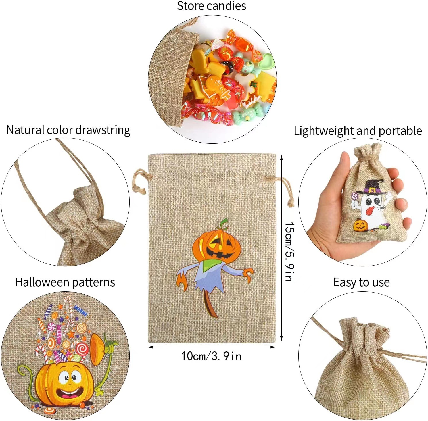 Drawstring Bag Pouch Burlap Favor Halloween Pouch 3