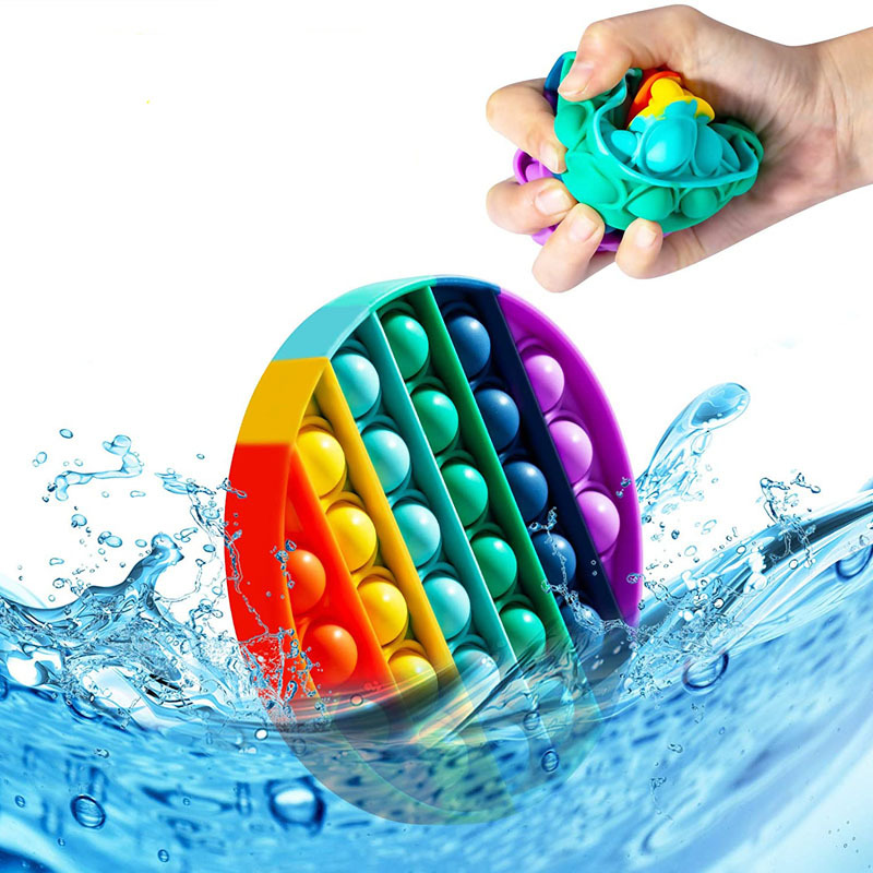 Rainbow Round Bubble Pop Fidget Sensory Stress Reliever Toy 6