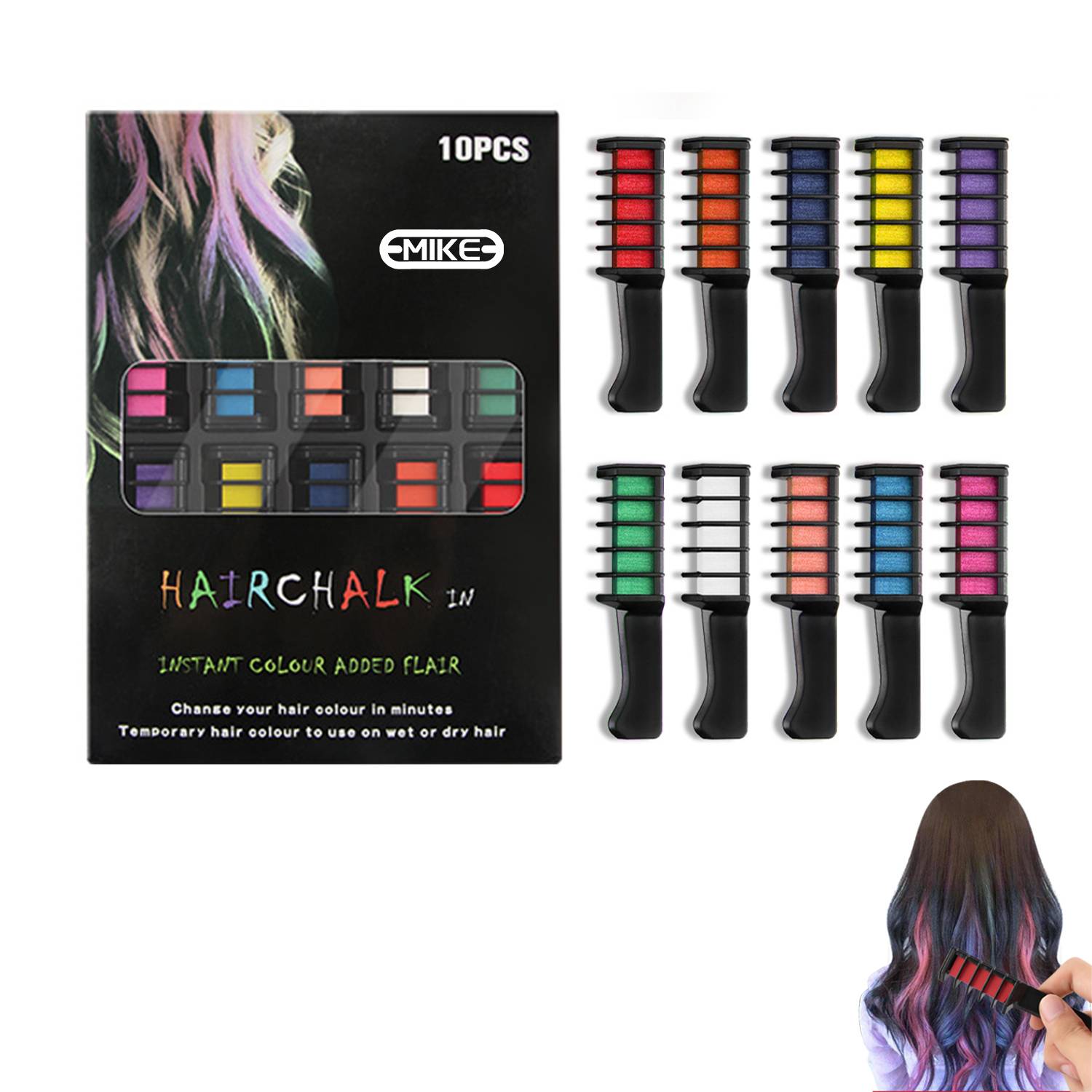 one-time 10-color hair dye stick