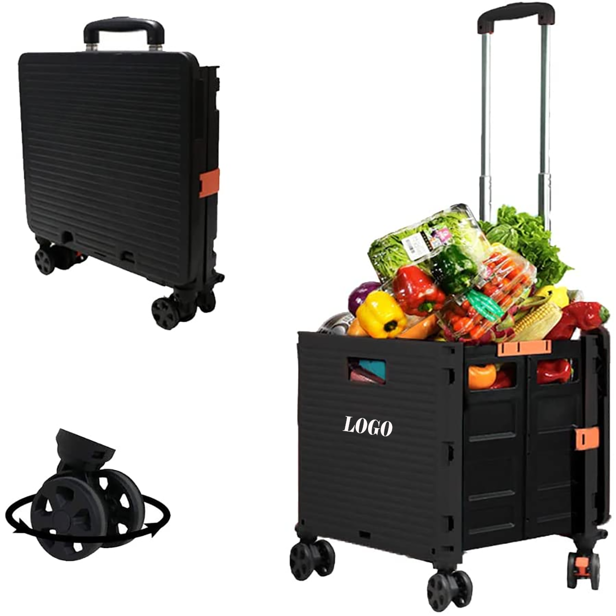 55L Foldable Utility Cart Shopping Trolley Wheel 3