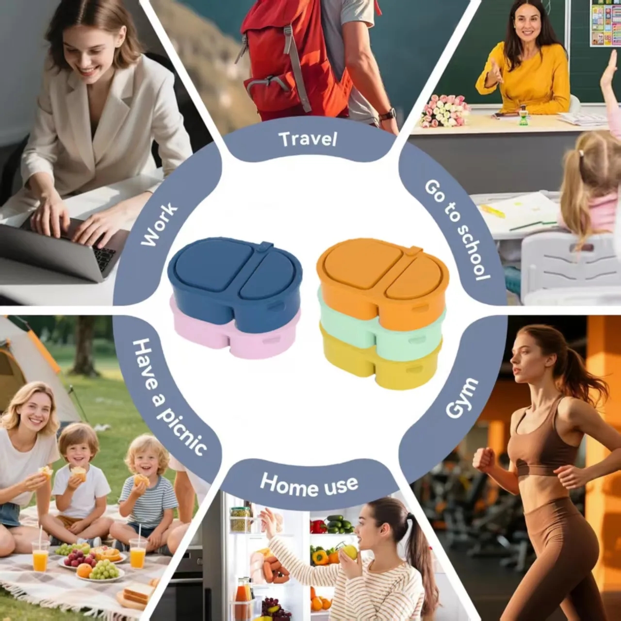Food-Grade Silicone Divided Lunch Box 4