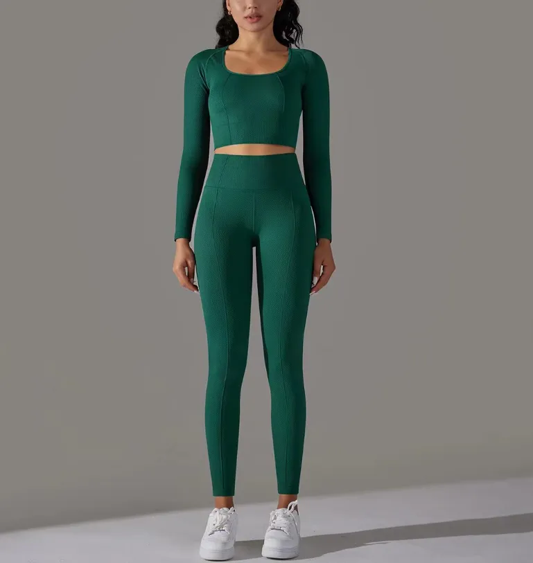 Fitness Yoga Long Sleeve High Waist Suit 5