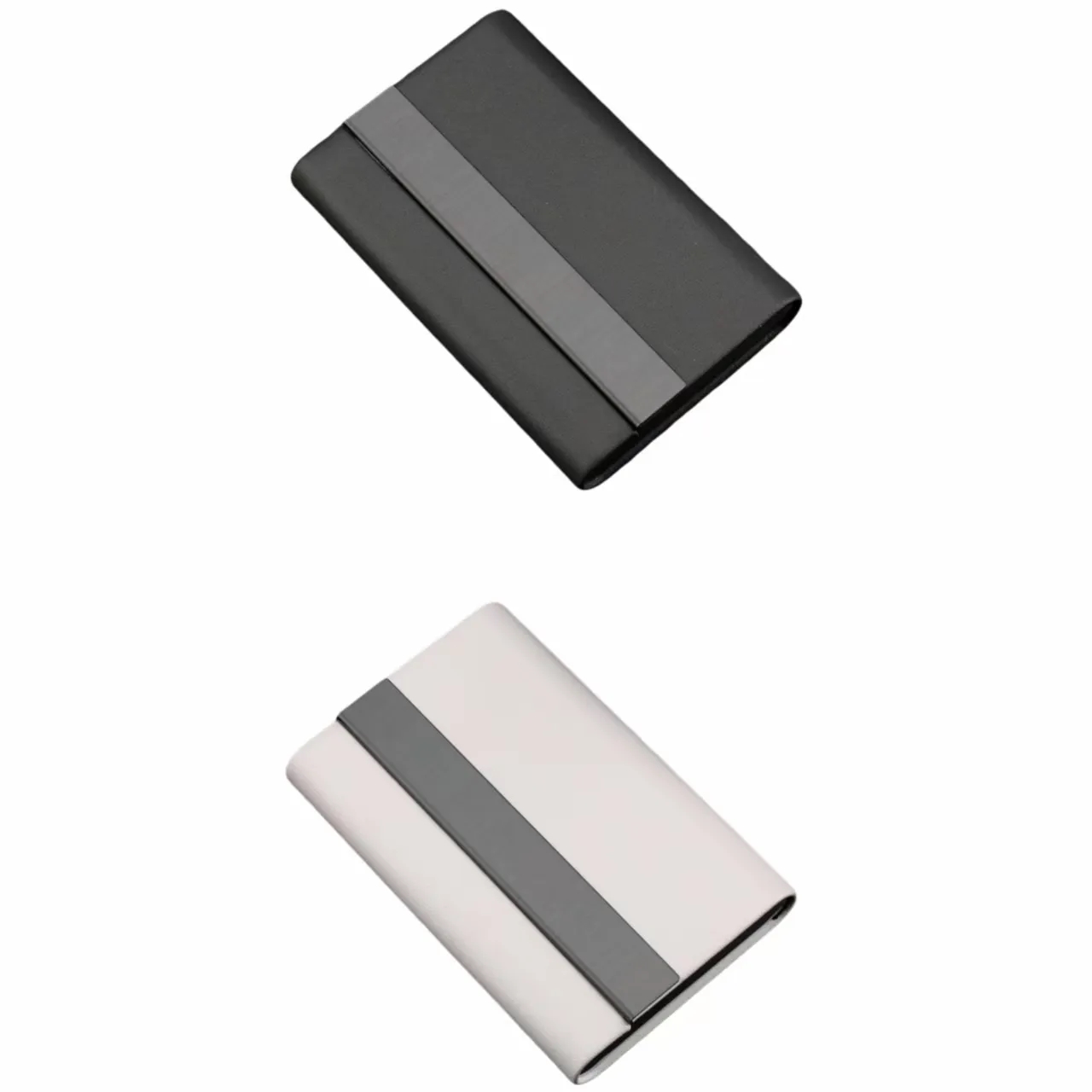 Men's Faux Leather Business Card Holder, Metal Card Case 4