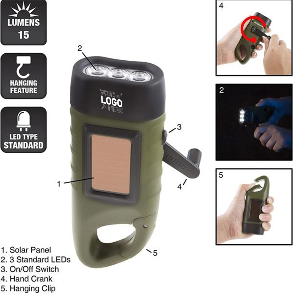Hand Crank Solar LED Flashlight 4
