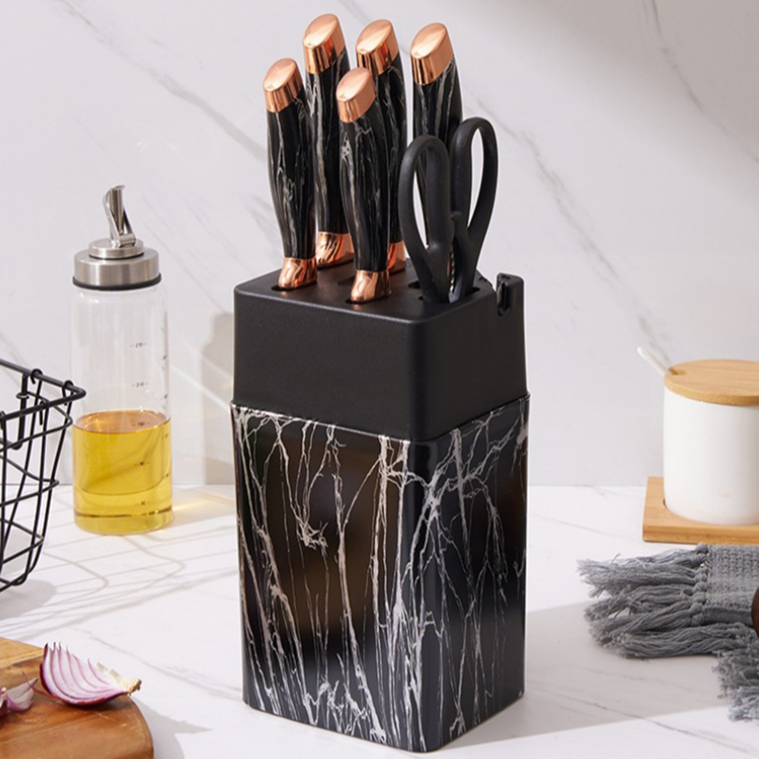 7 Pcs Sharp Stainless Steel Knife Block Set 5