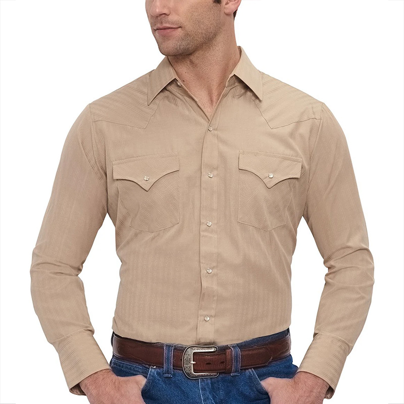 Long Sleeve Tone-on-Tone Western Wear Shirt 2