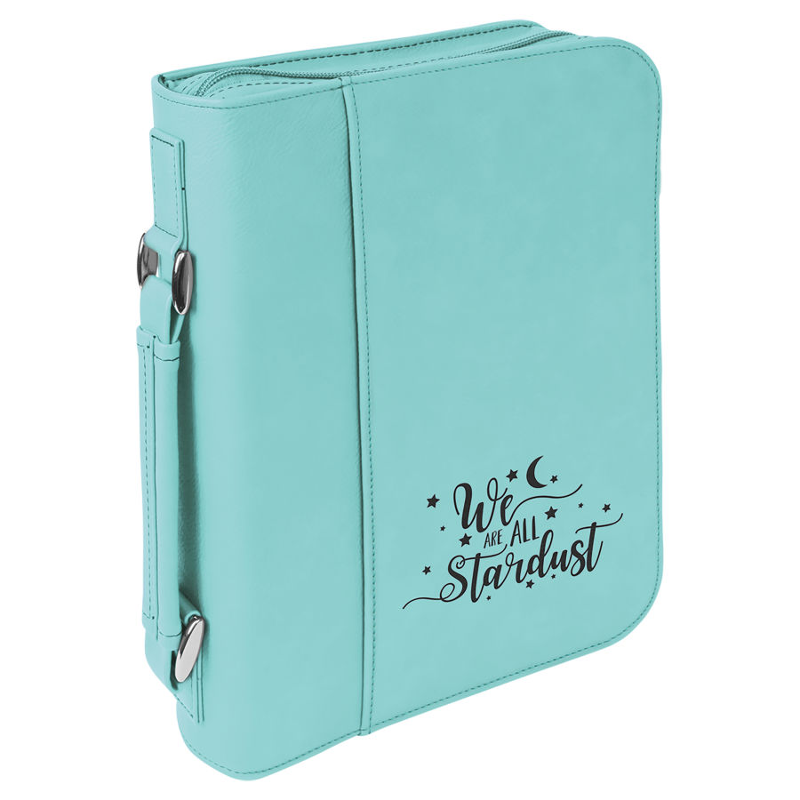 7 1/2" x 10 3/4" Teal Leatherette Book/Bible Cover with Handle & Zipper 2