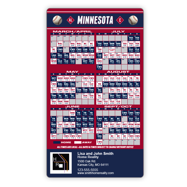 Magnet Sport Schedules - 4x7 Baseball Round Corners - 20 mil. 3
