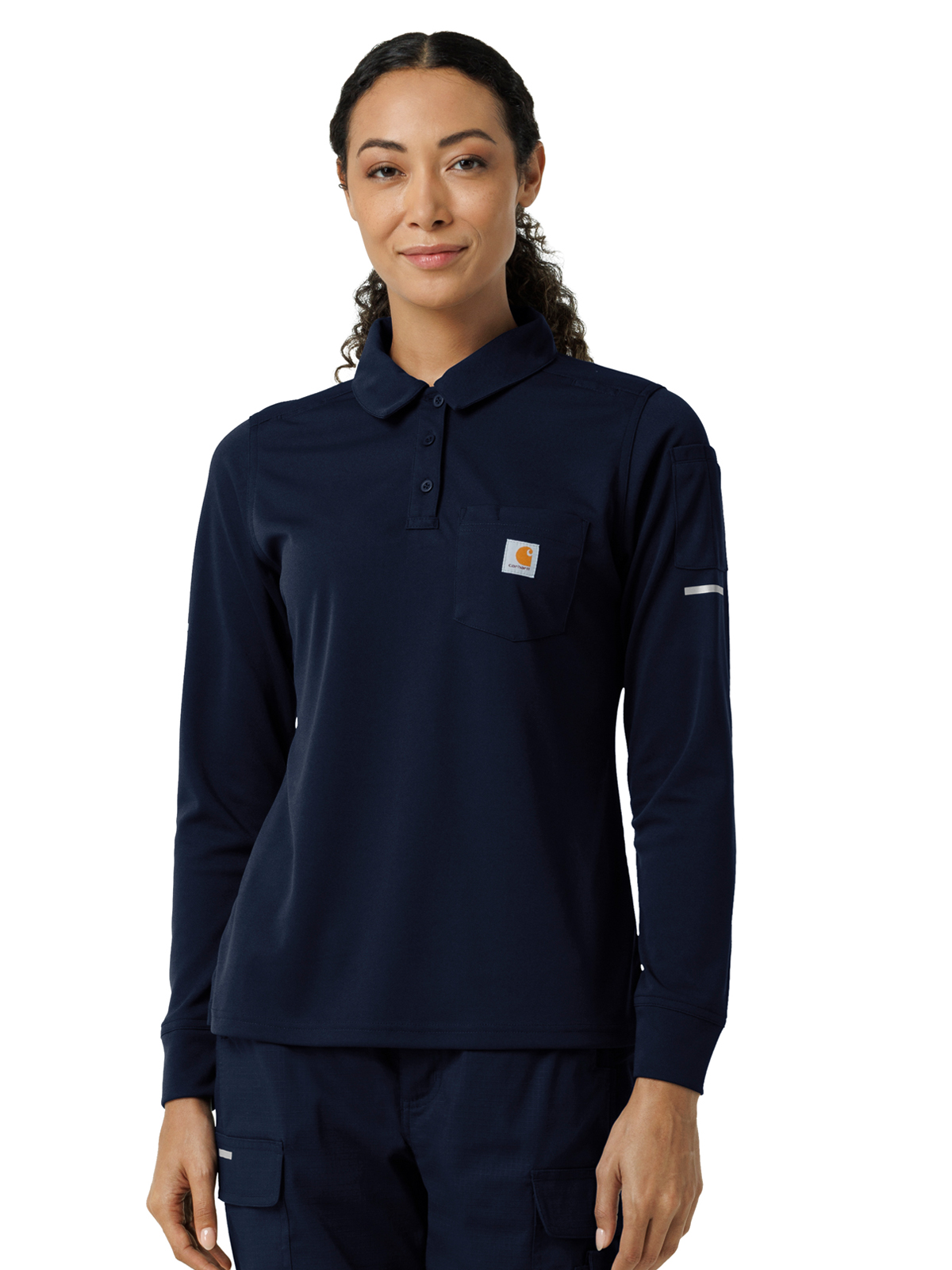 Carhartt Scrubs - Women's Three-Pocket Heavyweight Long Sleeve Polo Scrub Top 2