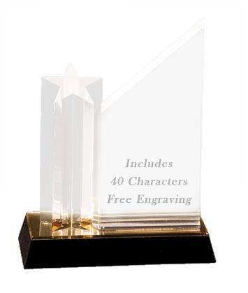 Acrylic 9" Star column w/wedge, Gold/Black base 2