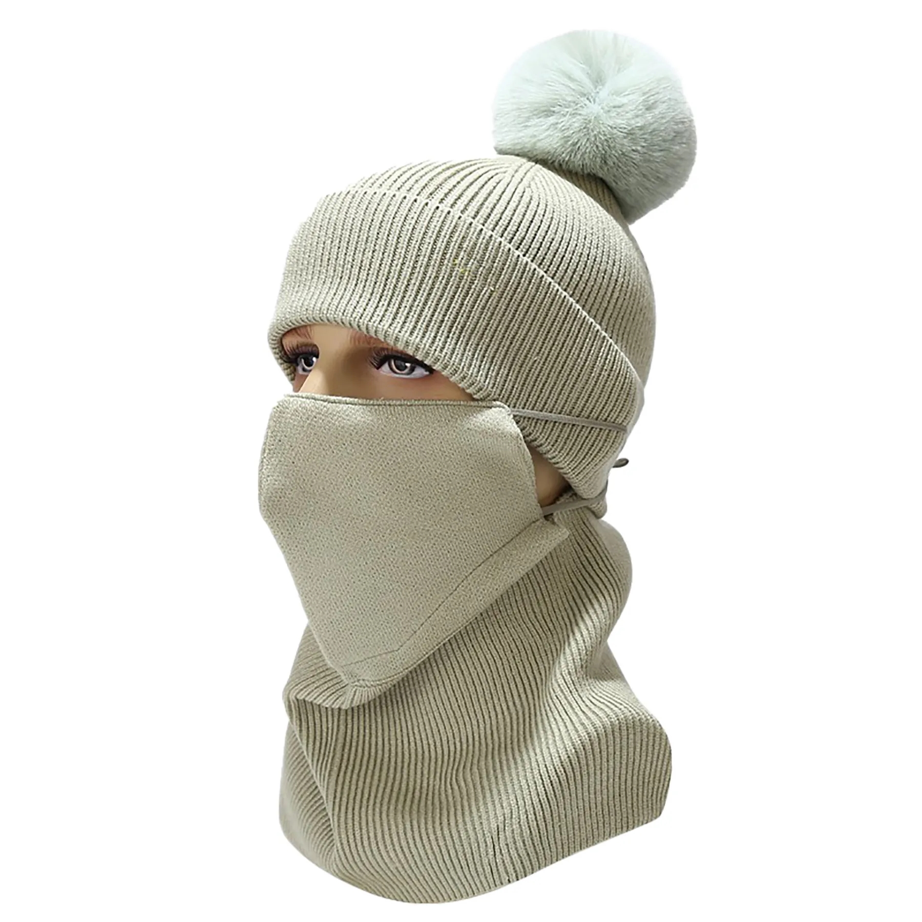 Polyester Knitted Hat, Neck Mask Set 2