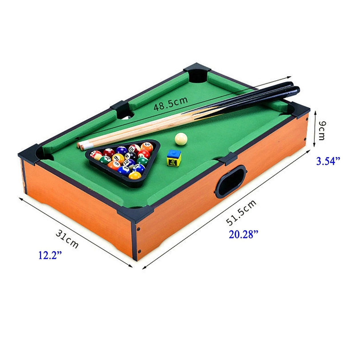 Wooden Mini Table Top Pool  with 15 Colored Balls 4