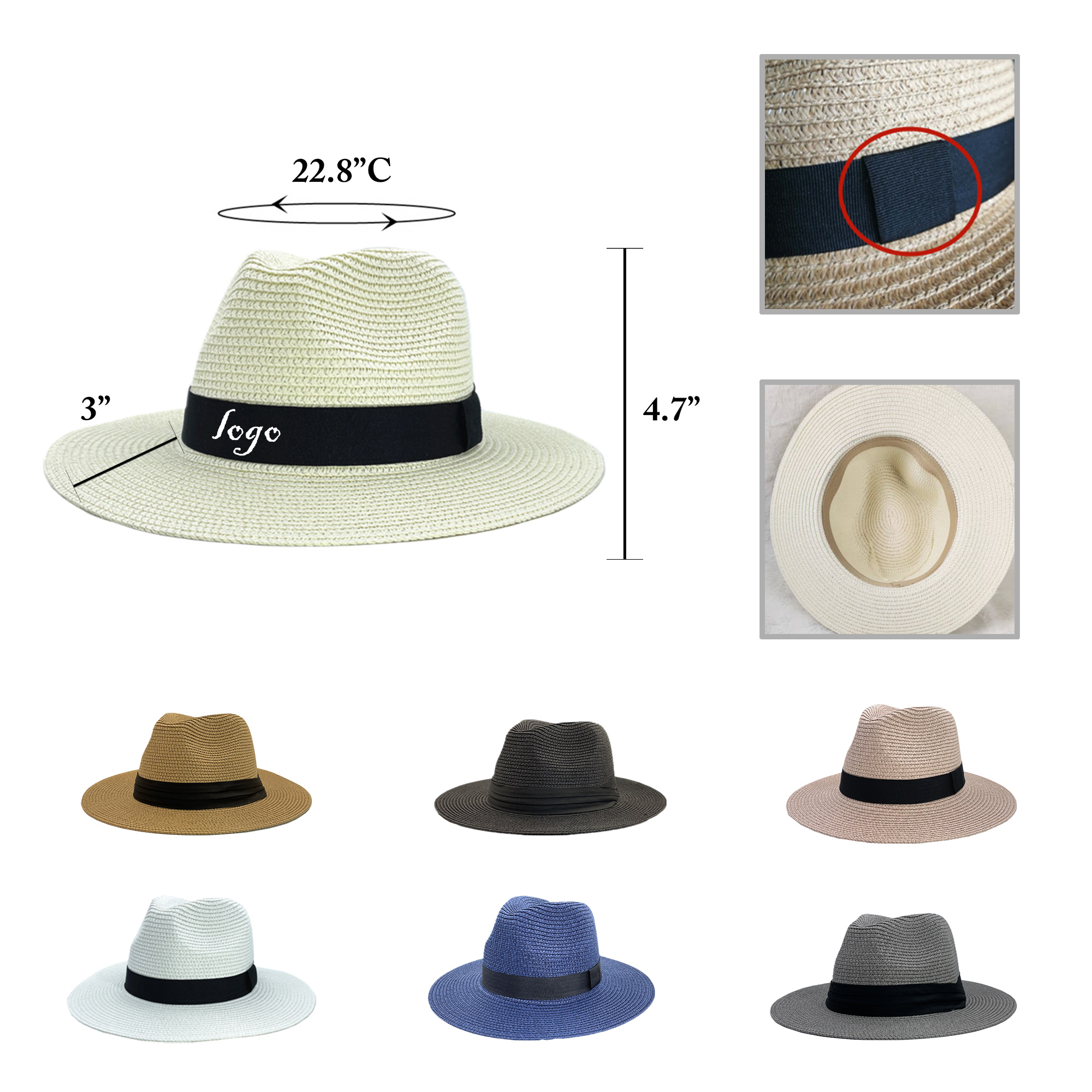 MOQ30 Hawaiian Straw Sun Hat for Beachwear 3