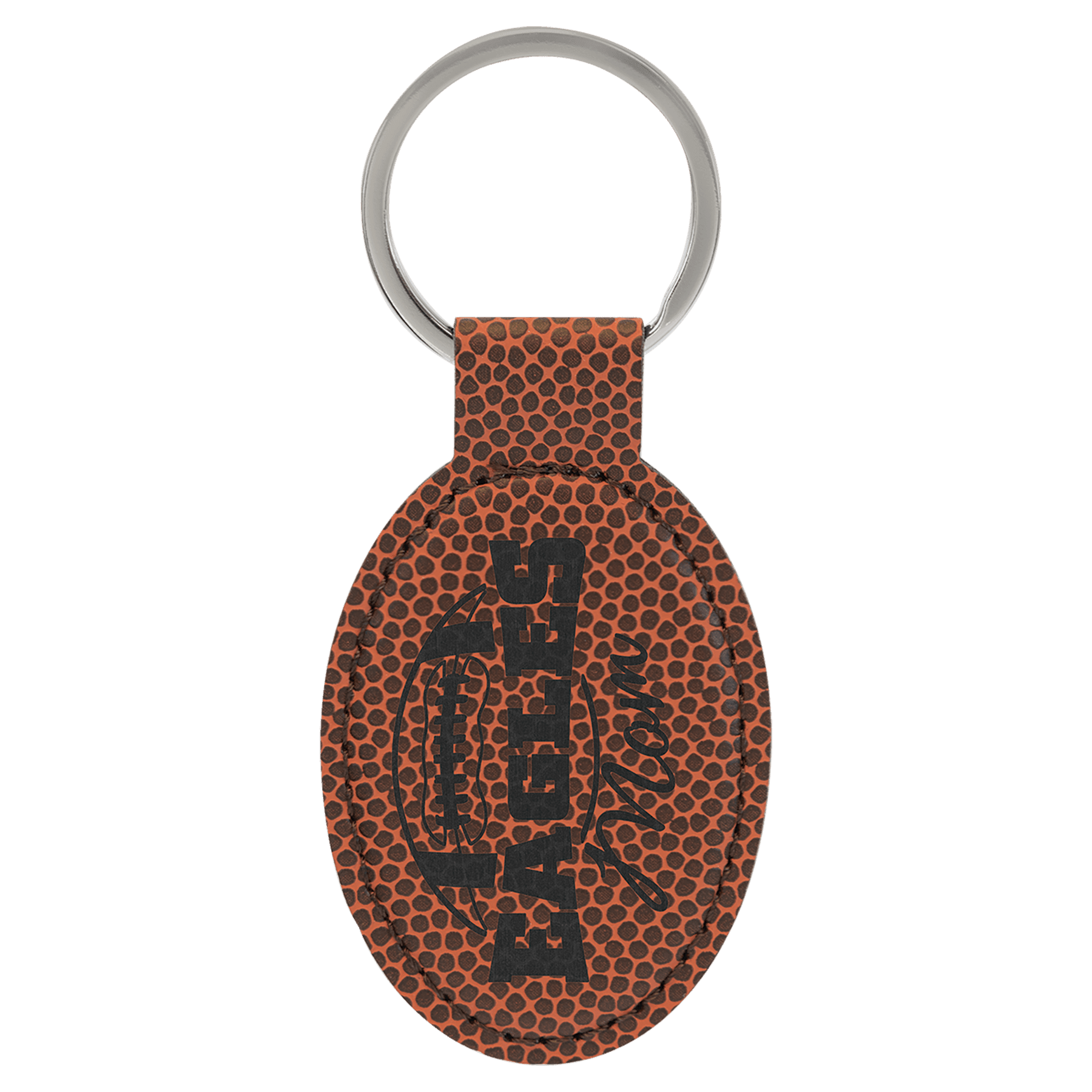 3" x 1 3/4" Football Leatherette Oval Keychain 1